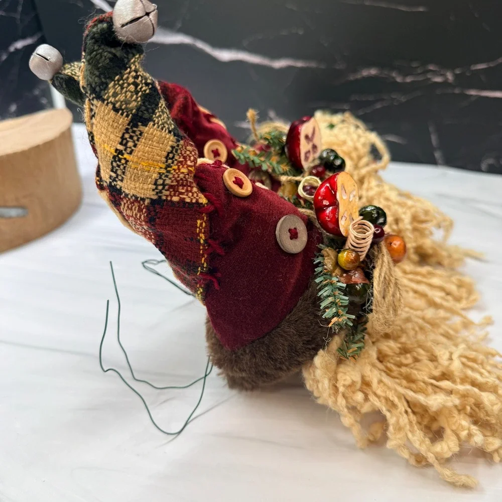 Set of 3 Rustic Santa Head Ornaments Primitive Patchwork Christmas Decor 12in
